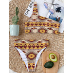 Tribal Southwestern Navajo Pattern Print One Shoulder Bikini Top
