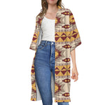 Tribal Southwestern Navajo Pattern Print Open Front Beach Cover Up