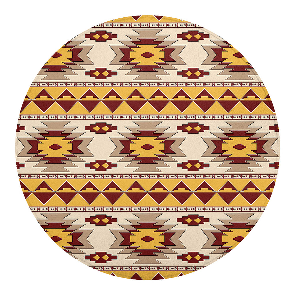 Tribal Southwestern Navajo Pattern Print Round Blanket