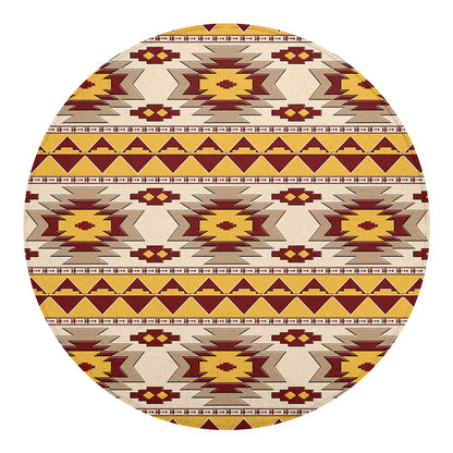 Tribal Southwestern Navajo Pattern Print Round Blanket