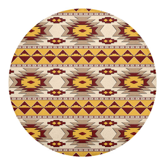 Tribal Southwestern Navajo Pattern Print Round Blanket