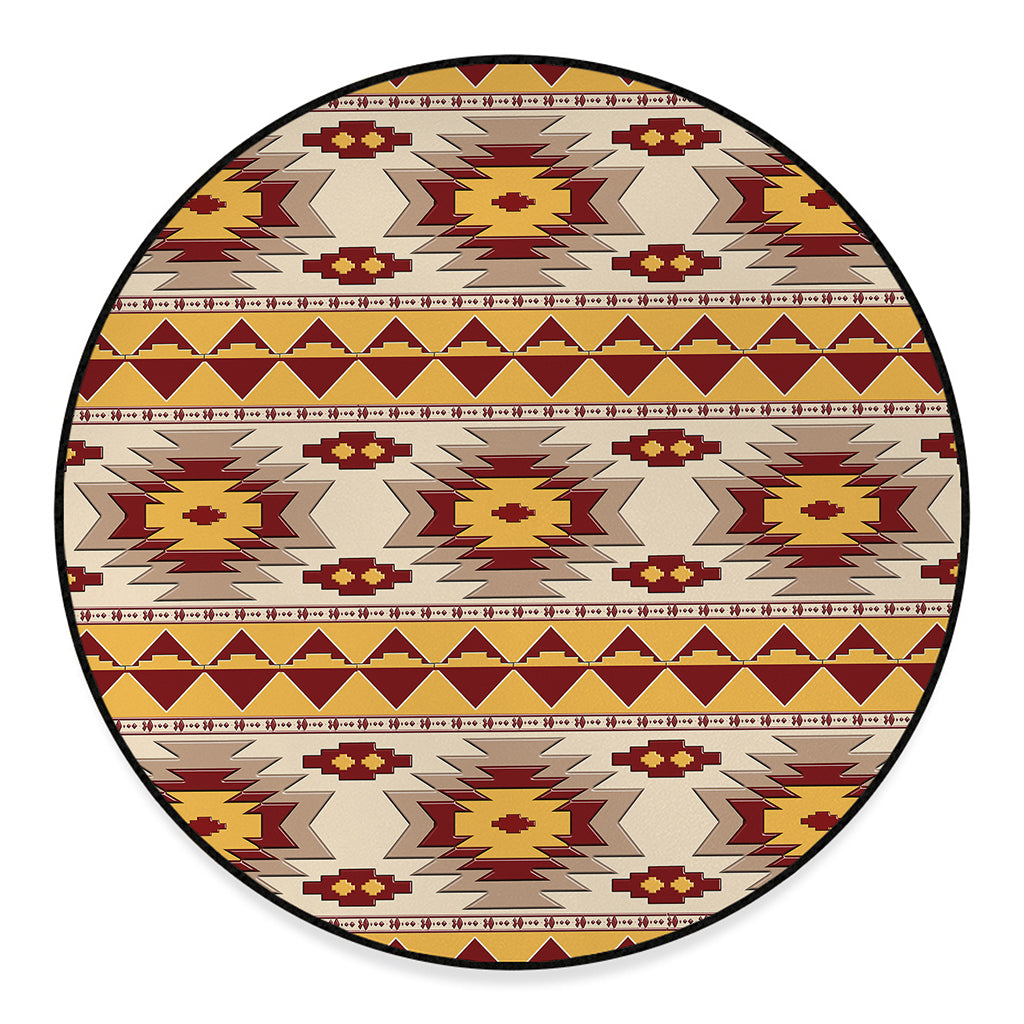 Tribal Southwestern Navajo Pattern Print Round Floor Mat