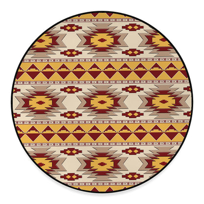 Tribal Southwestern Navajo Pattern Print Round Floor Mat