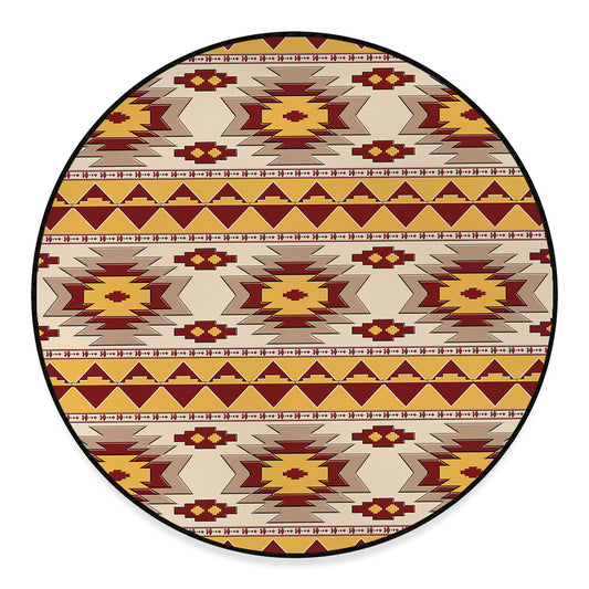 Tribal Southwestern Navajo Pattern Print Round Floor Mat