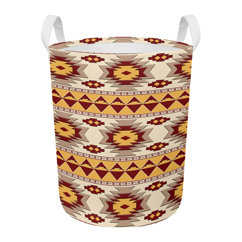 Tribal Southwestern Navajo Pattern Print Round Laundry Basket