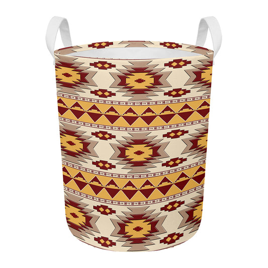 Tribal Southwestern Navajo Pattern Print Round Laundry Basket