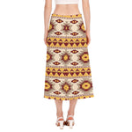 Tribal Southwestern Navajo Pattern Print Side Slit Midi Skirt