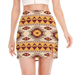 Tribal Southwestern Navajo Pattern Print Side Slit Mini Skirt