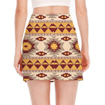 Tribal Southwestern Navajo Pattern Print Side Slit Mini Skirt