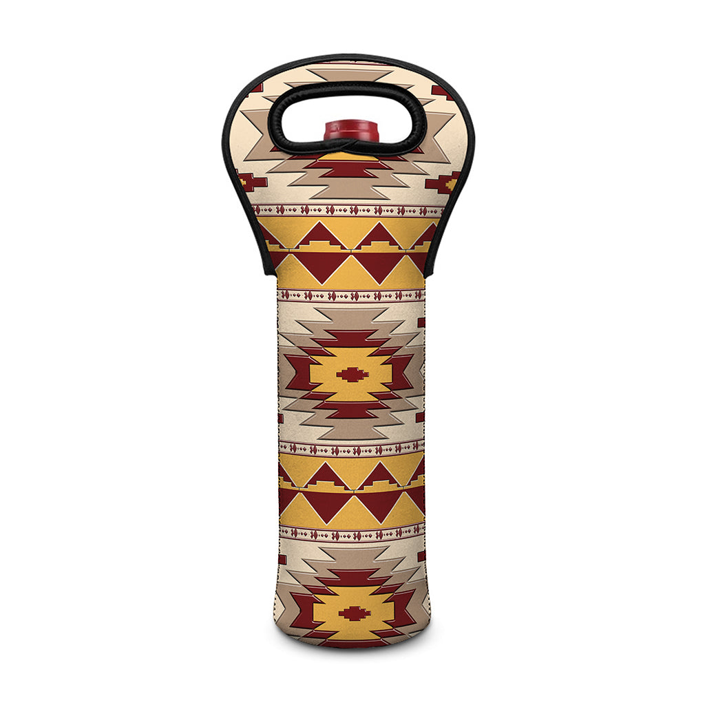 Tribal Southwestern Navajo Pattern Print Single Neoprene Wine Tote