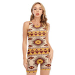 Tribal Southwestern Navajo Pattern Print Sleeveless One Piece Swimsuit