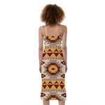 Tribal Southwestern Navajo Pattern Print Slim Fit Midi Cami Dress