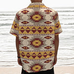 Tribal Southwestern Navajo Pattern Print Textured Short Sleeve Shirt