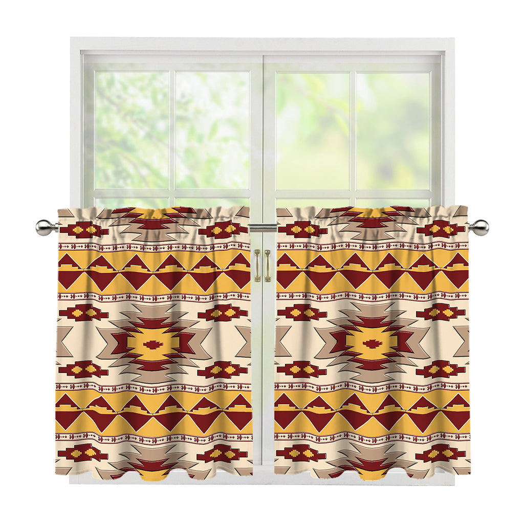Tribal Southwestern Navajo Pattern Print Tier Curtains
