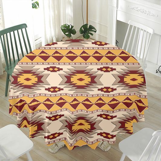 Tribal Southwestern Navajo Pattern Print Waterproof Round Tablecloth