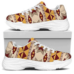 Tribal Southwestern Navajo Pattern Print White Chunky Shoes