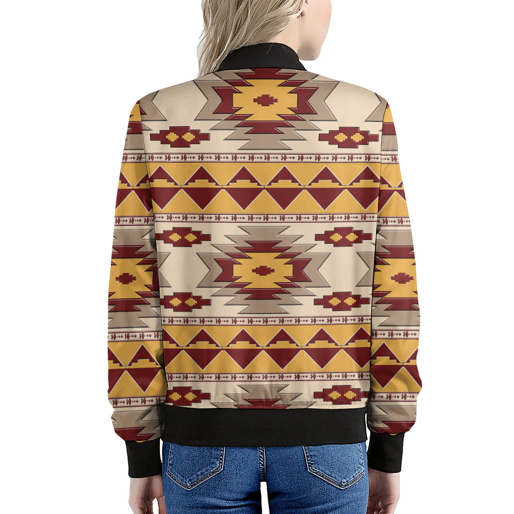 Tribal Southwestern Navajo Pattern Print Women's Bomber Jacket