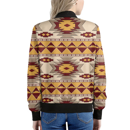 Tribal Southwestern Navajo Pattern Print Women's Bomber Jacket