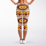 Tribal Southwestern Navajo Pattern Print Women's Capri Leggings