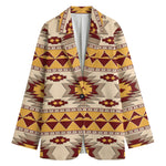Tribal Southwestern Navajo Pattern Print Women's Cotton Blazer