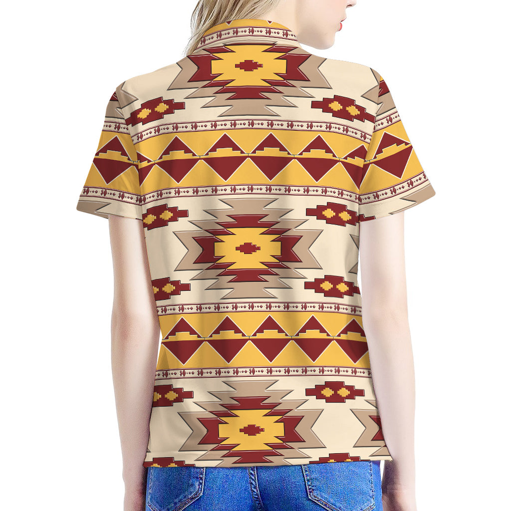 Tribal Southwestern Navajo Pattern Print Women's Polo Shirt