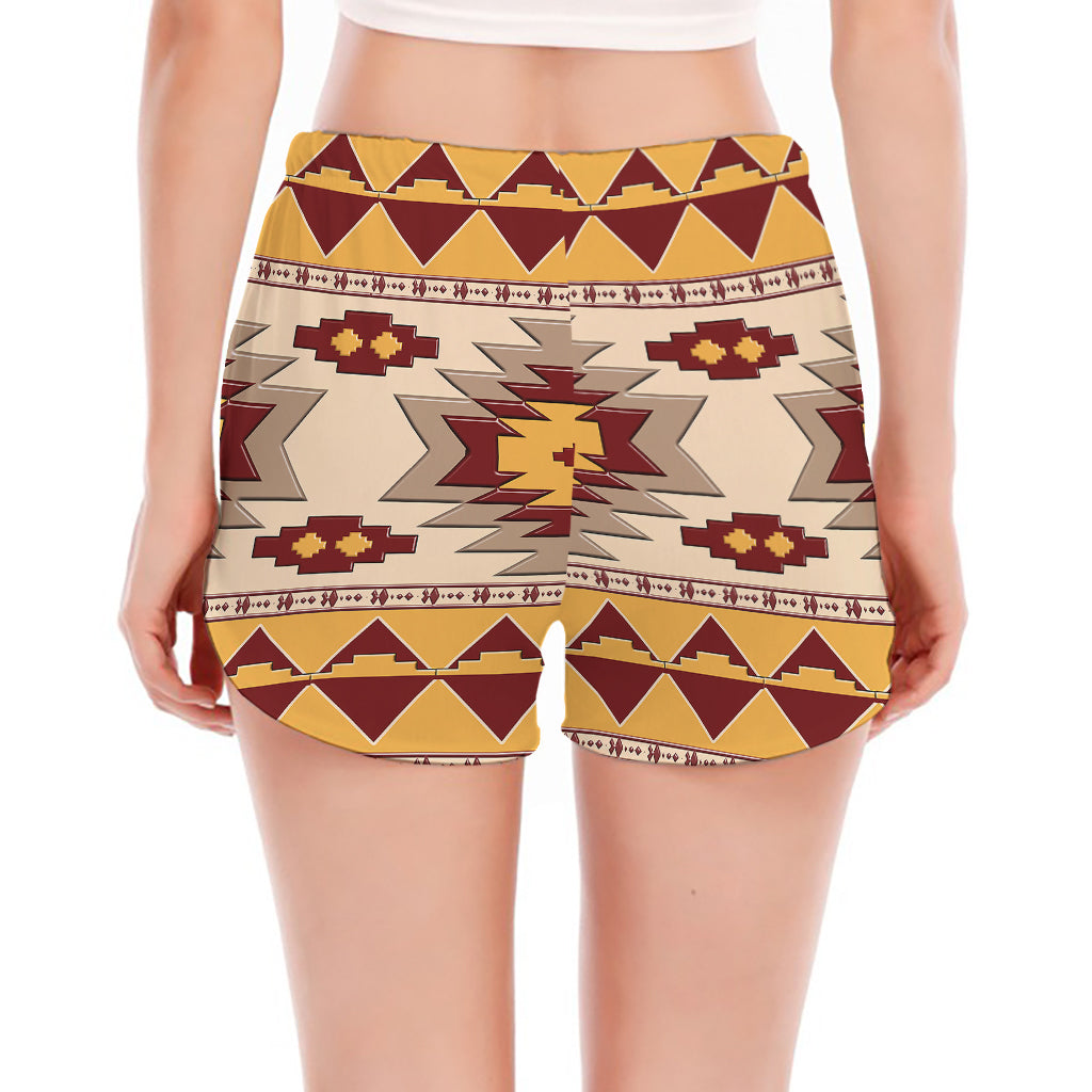 Tribal Southwestern Navajo Pattern Print Women's Split Running Shorts