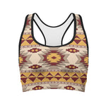 Tribal Southwestern Navajo Pattern Print Women's Sports Bra