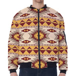 Tribal Southwestern Navajo Pattern Print Zip Sleeve Bomber Jacket