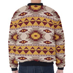 Tribal Southwestern Navajo Pattern Print Zip Sleeve Bomber Jacket