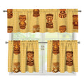 Tribal Tiki Mask Pattern Print 3 Piece Kitchen Curtains