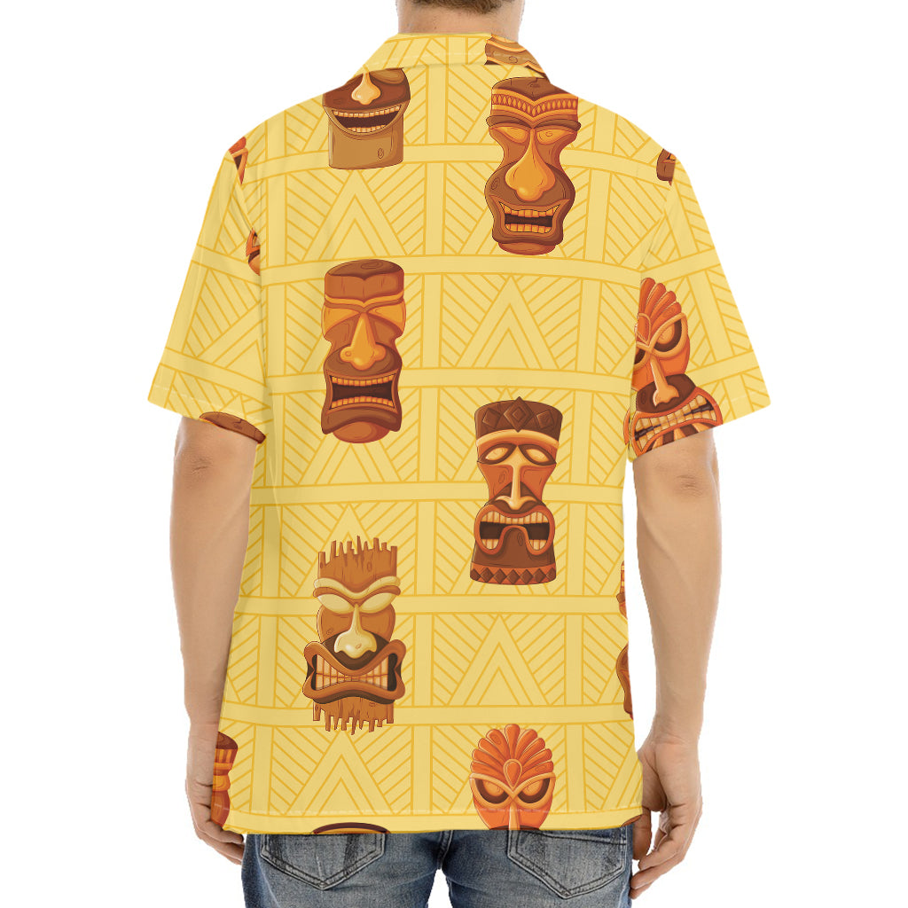 Tribal Tiki Mask Pattern Print Aloha Shirt
