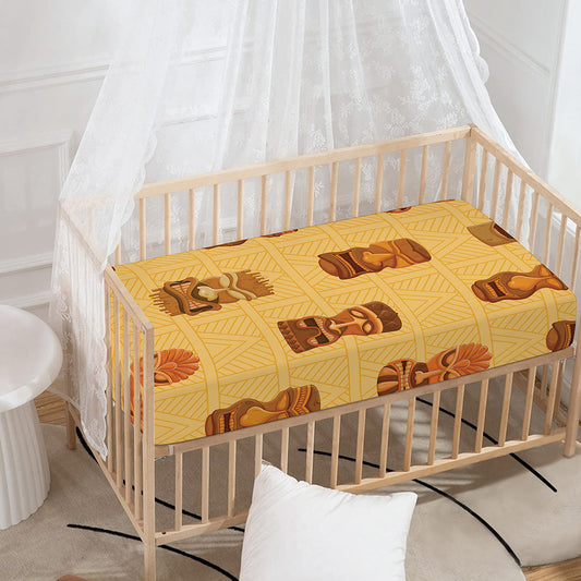Tribal Tiki Mask Pattern Print Baby Crib Sheet