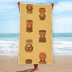 Tribal Tiki Mask Pattern Print Beach Towel