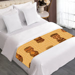 Tribal Tiki Mask Pattern Print Bed Runner
