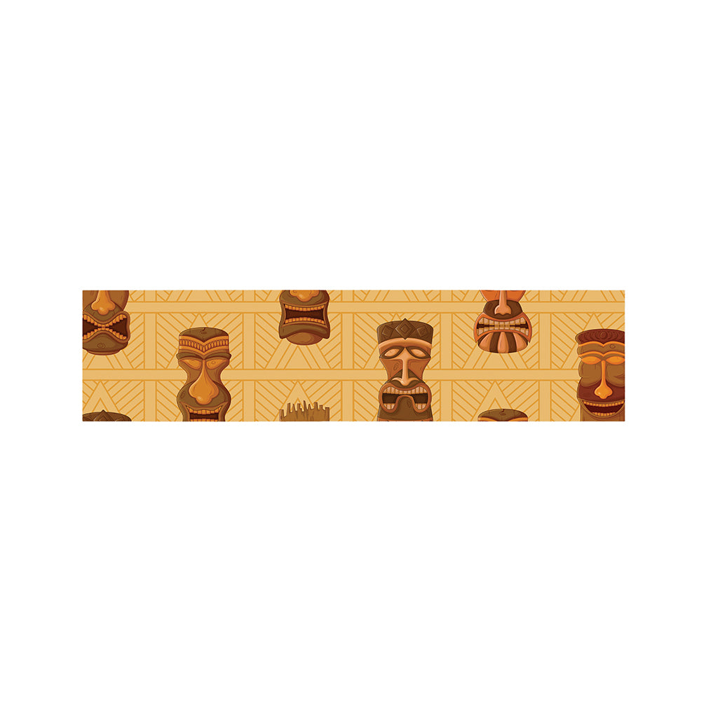 Tribal Tiki Mask Pattern Print Bed Runner