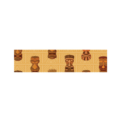 Tribal Tiki Mask Pattern Print Bed Runner