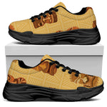 Tribal Tiki Mask Pattern Print Black Chunky Shoes