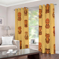 Tribal Tiki Mask Pattern Print Dimout Grommet Curtains