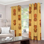 Tribal Tiki Mask Pattern Print Blackout Grommet Curtains