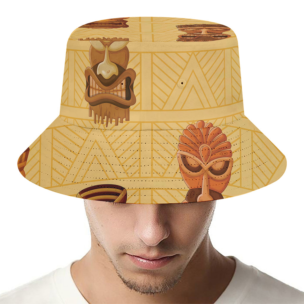 Tribal Tiki Mask Pattern Print Bucket Hat