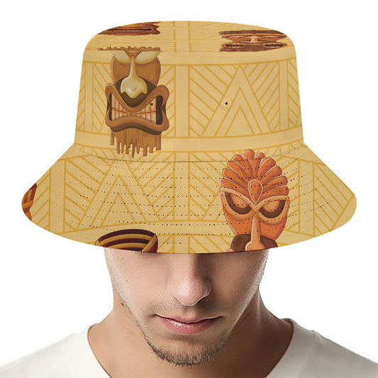 Tribal Tiki Mask Pattern Print Bucket Hat