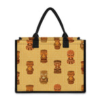 Tribal Tiki Mask Pattern Print Canvas Tote Bag