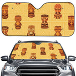 Tribal Tiki Mask Pattern Print Car Windshield Sun Shade