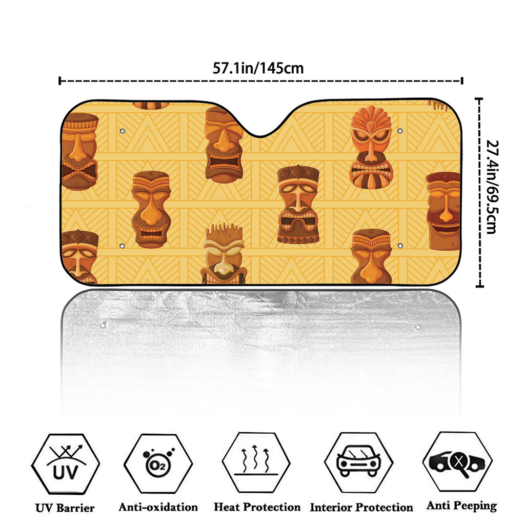 Tribal Tiki Mask Pattern Print Car Windshield Sun Shade