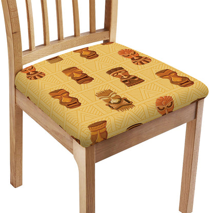 Tribal Tiki Mask Pattern Print Chair Cushion Cover