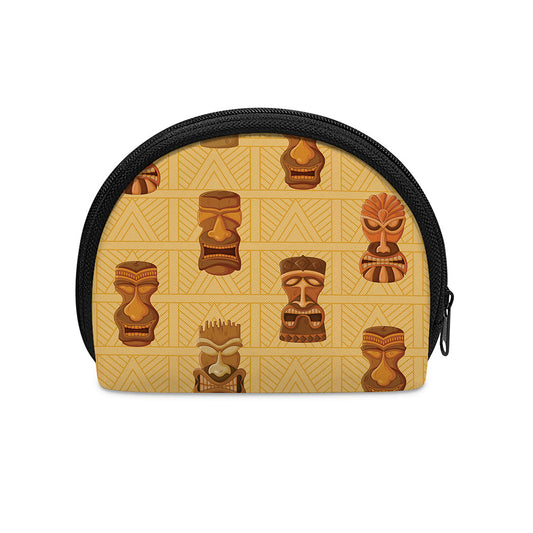 Tribal Tiki Mask Pattern Print Coin Purse
