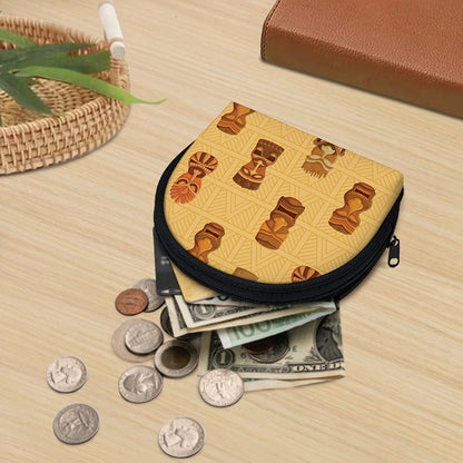 Tribal Tiki Mask Pattern Print Coin Purse