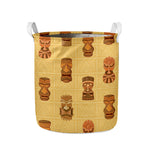 Tribal Tiki Mask Pattern Print Collapsible Laundry Basket