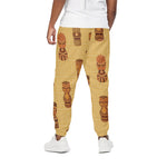 Tribal Tiki Mask Pattern Print Cotton Pants