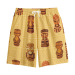Tribal Tiki Mask Pattern Print Cotton Shorts